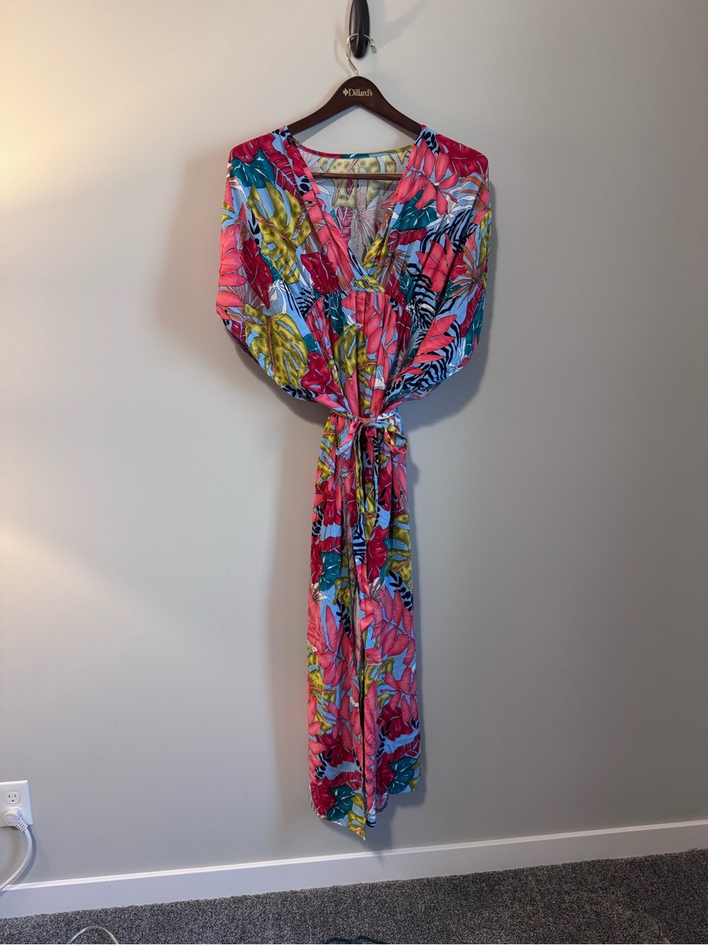 Floral Plant Print Caftan and Resort Wear Swim CoverUp One Size